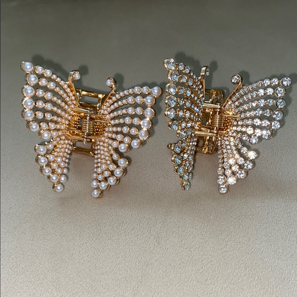 Small Elegant Gold Butterfly Hair Clips